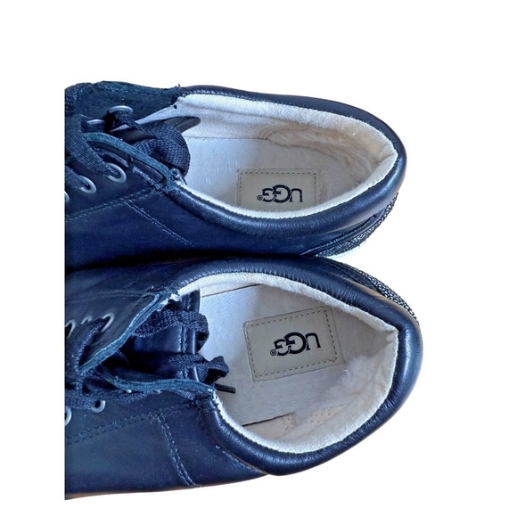 UGG Taya Womens 8.5 Pre-Owned Stingray Leather Black/White CapToe Sneakers Shoes - Picture 8 of 11